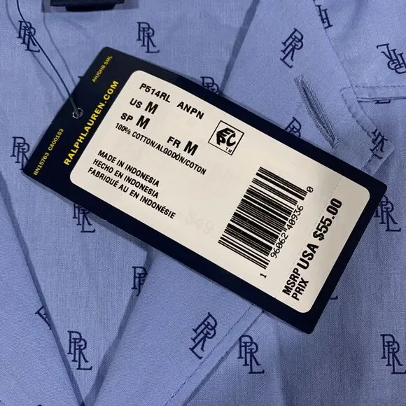 Polo Ralph Lauren All Over Print PRL Monogram Woven Pajama Shirt Adult Medium - Picture 9 of 16